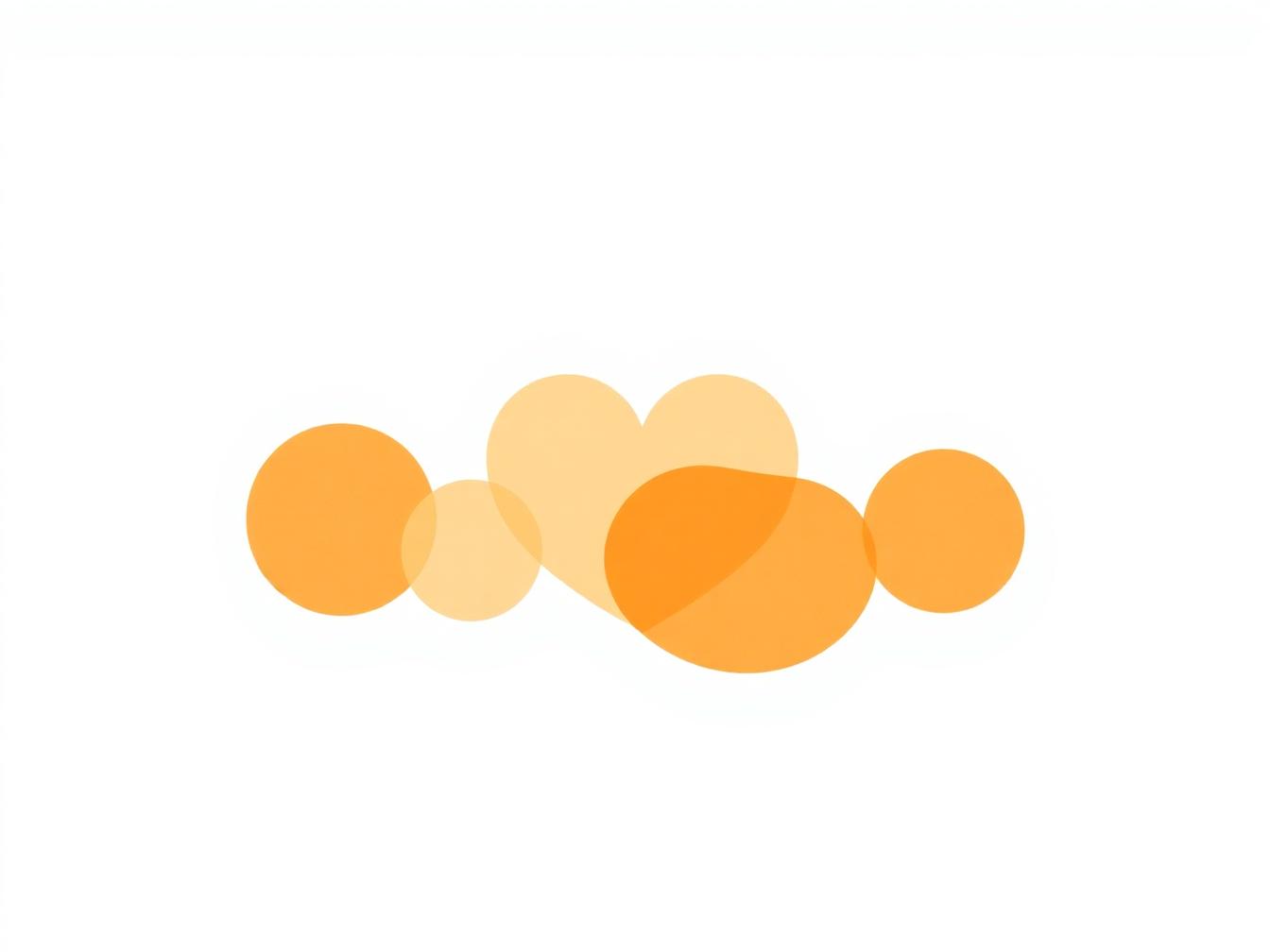 Abstract warm amber shapes forming a heart, symbolizing community and unity